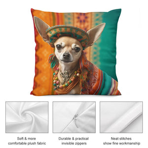 Fiesta of Colors Fawn Chihuahua Plush Pillow Case-Chihuahua, Dog Dad Gifts, Dog Mom Gifts, Home Decor, Pillows-8