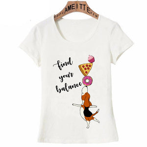 Image of Beagle T-Shirt in the cutest Beagle balancing his or her diet - with a cupcake, pizza, and donut design