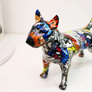 Flaming Bull Terrier Resin Statue-5