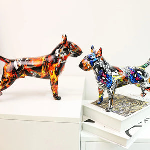 Flaming Bull Terrier Resin Statue-8