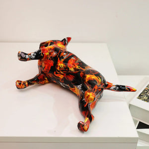 Flaming Bull Terrier Resin Statue-9