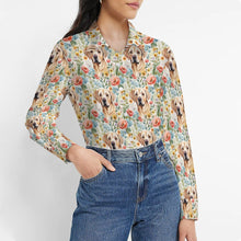 Load image into Gallery viewer, Floral Blossoms and Yellow Labradors Women&#39;s Shirt-Apparel-Apparel, Labrador, Shirt-3