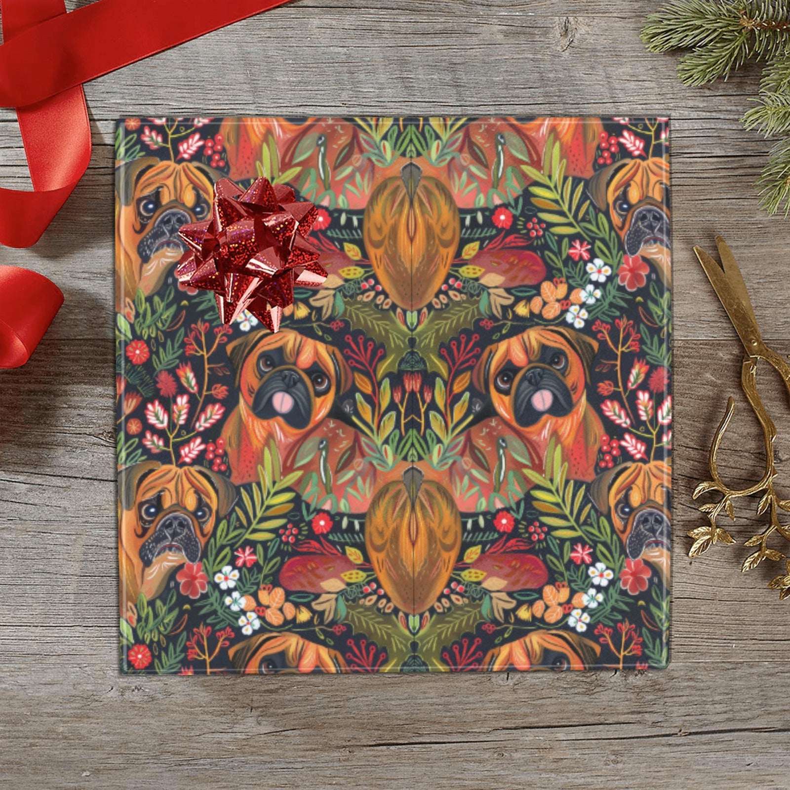 Floral Boxers In Bloom Christmas Gift Wrapping Paper 2 Rolls