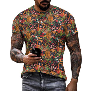 Floral Boxers in Bloom Christmas Men's Cotton T-Shirt-Apparel-Apparel, Boxer, Christmas, Dog Dad Gifts, Shirt, T Shirt-5