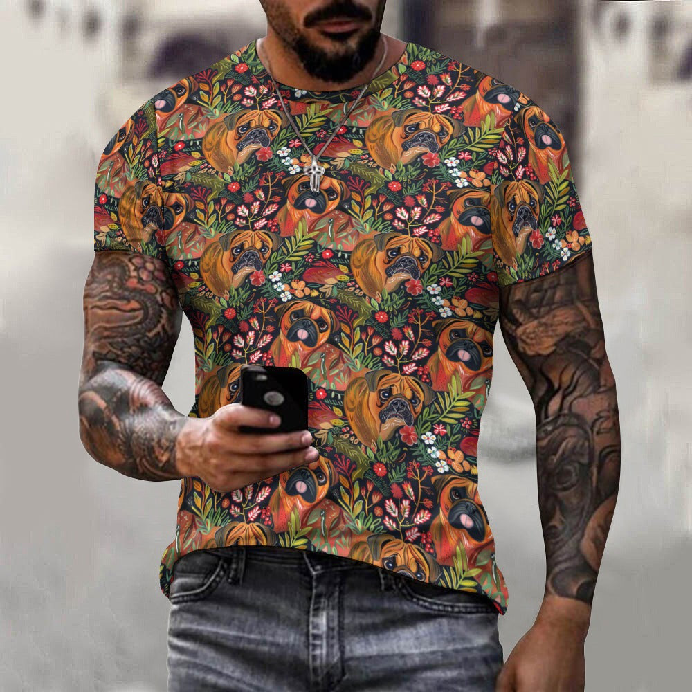 Floral Boxers In Bloom Christmas Mens Cotton T Shirt