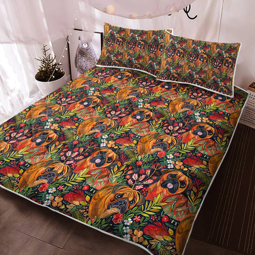 Floral Boxers in Bloom Christmas Quilt Blanket Bedding Set-Bedding-Bedding, Blankets, Boxer, Christmas, Home Decor-1