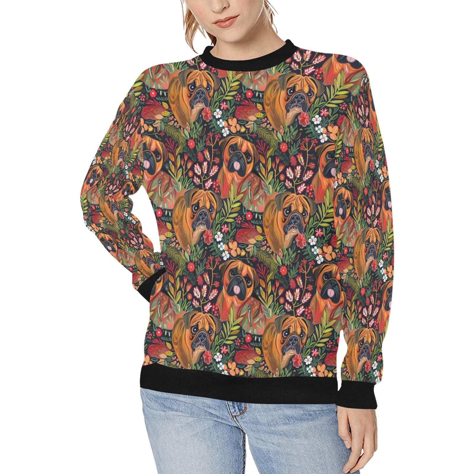 Floral Boxers In Bloom Christmas Sweatshirt For Women S
