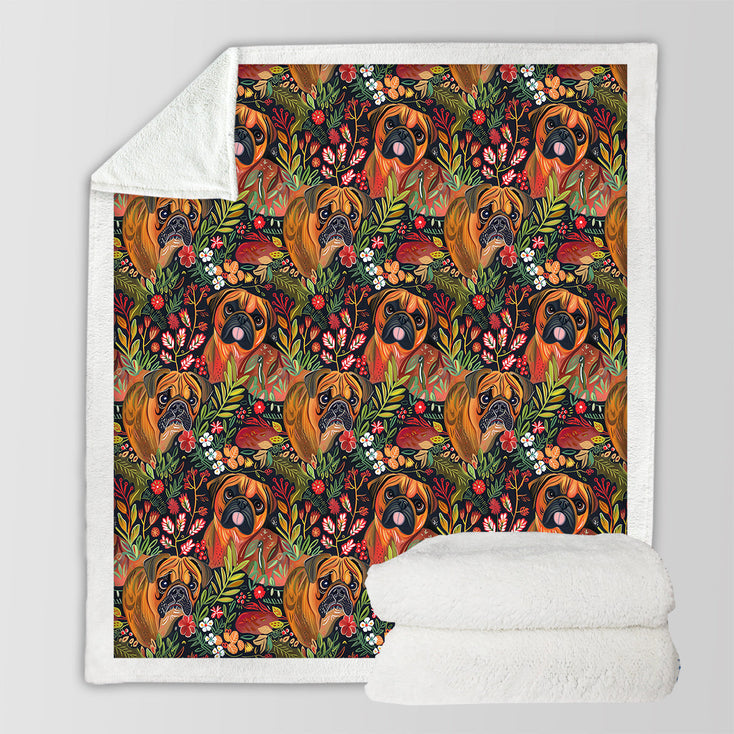 Floral Boxers in Bloom Soft Warm Fleece Blanket-Blanket-Blankets, Boxer, Dog Dad Gifts, Dog Mom Gifts, Home Decor-3