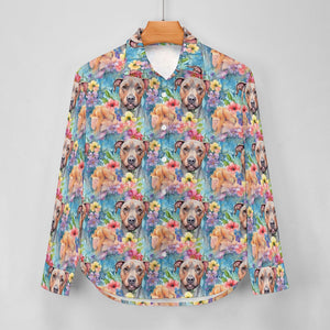 Floral Cascade Red Brindle Pit Bull Women's Shirt-4
