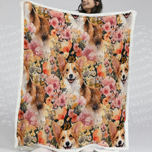 Load image into Gallery viewer, Floral Corgi Blossom Delight Soft Warm Fleece Blanket-Blanket-Blankets, Corgi, Home Decor-12