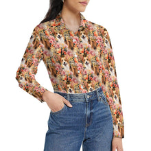 Load image into Gallery viewer, Floral Corgi Blossom Delight Women&#39;s Shirt - 2 Designs-Apparel-Apparel, Corgi, Shirt-10