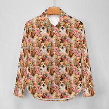 Load image into Gallery viewer, Floral Corgi Blossom Delight Women&#39;s Shirt - 2 Designs-Apparel-Apparel, Corgi, Shirt-4