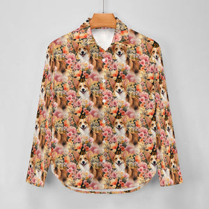 Floral Corgi Blossom Delight Women's Shirt - 2 Designs-Apparel-Apparel, Corgi, Shirt-4