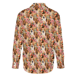 Floral Corgi Blossom Delight Women's Shirt - 2 Designs-Apparel-Apparel, Corgi, Shirt-6