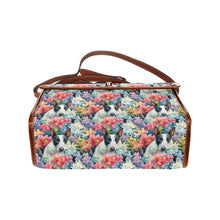 Load image into Gallery viewer, Floral Elegance Black and White Bull Terrier Satchel Bag Purse-Accessories-Accessories, Bags, Bull Terrier, Purse-Black2-ONE SIZE-5