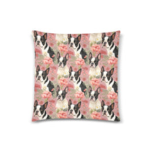 Load image into Gallery viewer, Floral Elegance Boston Terriers Throw Pillow Cover-Cushion Cover-Boston Terrier, Home Decor, Pillows-One Size-2