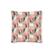 Load image into Gallery viewer, Floral Elegance Boston Terriers Throw Pillow Cover-Cushion Cover-Boston Terrier, Home Decor, Pillows-One Size-1