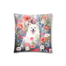 Load image into Gallery viewer, Floral Embrace American Eskimo Dog Throw Pillow Cover-Cushion Cover-American Eskimo Dog, Home Decor, Pillows-White-ONESIZE-2