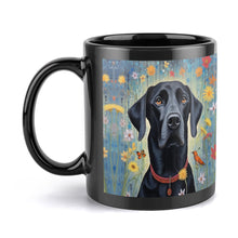 Load image into Gallery viewer, Floral Embrace Black Labrador Coffee Mug-2
