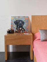 Load image into Gallery viewer, Floral Embrace Black Labrador Framed Wall Art Poster-Art-Black Labrador, Dog Art, Home Decor, Labrador, Poster-3