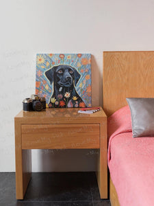 Floral Embrace Black Labrador Framed Wall Art Poster-Art-Black Labrador, Dog Art, Home Decor, Labrador, Poster-3