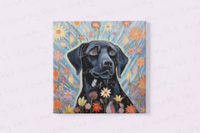 Load image into Gallery viewer, Floral Embrace Black Labrador Framed Wall Art Poster-Art-Black Labrador, Dog Art, Home Decor, Labrador, Poster-4
