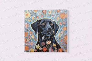 Floral Embrace Black Labrador Framed Wall Art Poster-Art-Black Labrador, Dog Art, Home Decor, Labrador, Poster-4