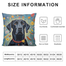 Load image into Gallery viewer, Floral Embrace Black Labrador Plush Pillow Case-Cushion Cover-Black Labrador, Dog Dad Gifts, Dog Mom Gifts, Home Decor, Pillows-6