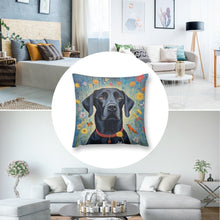 Load image into Gallery viewer, Floral Embrace Black Labrador Plush Pillow Case-Cushion Cover-Black Labrador, Dog Dad Gifts, Dog Mom Gifts, Home Decor, Pillows-8