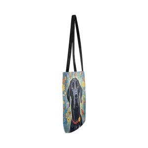 Floral Embrace Black Labrador Special Lightweight Shopping Tote Bag-White-ONESIZE-3