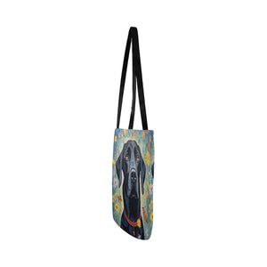 Floral Embrace Black Labrador Special Lightweight Shopping Tote Bag-White-ONESIZE-4