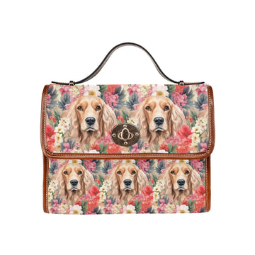 Floral Embrace Golden Cocker Spaniel Satchel Bag Purse One Size 360x