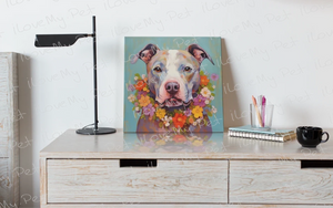 Floral Embrace Pit Bull Terrier Framed Wall Art Poster-Art-Dog Art, Home Decor, Pit Bull, Poster-2