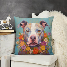 Load image into Gallery viewer, Floral Embrace Pit Bull Terrier Plush Pillow Case-Cushion Cover-Dog Dad Gifts, Dog Mom Gifts, Home Decor, Pillows, Pit Bull-3