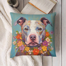 Load image into Gallery viewer, Floral Embrace Pit Bull Terrier Plush Pillow Case-Cushion Cover-Dog Dad Gifts, Dog Mom Gifts, Home Decor, Pillows, Pit Bull-4