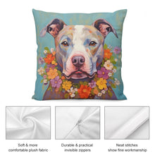 Load image into Gallery viewer, Floral Embrace Pit Bull Terrier Plush Pillow Case-Cushion Cover-Dog Dad Gifts, Dog Mom Gifts, Home Decor, Pillows, Pit Bull-5