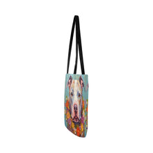 Load image into Gallery viewer, Floral Embrace Pit Bull Terrier Shopping Tote Bag-Accessories-Accessories, Bags, Dog Dad Gifts, Dog Mom Gifts, Pit Bull-White-ONESIZE-4