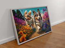 Load image into Gallery viewer, Floral Fantasia Corgis Wall Art Poster-Art-Corgi, Dog Art, Home Decor, Poster-2