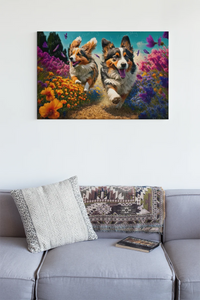 Floral Fantasia Corgis Wall Art Poster-Art-Corgi, Dog Art, Home Decor, Poster-3