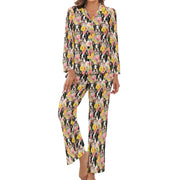 Floral Fantasy Boston Terriers Pajamas Set for Women-Pajamas-Apparel, Boston Terrier, Pajamas-4