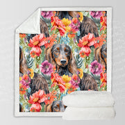 Floral Fantasy Chocolate-Tan Dachshunds Soft Warm Fleece Blanket-Blanket-Blankets, Dachshund, Home Decor-10