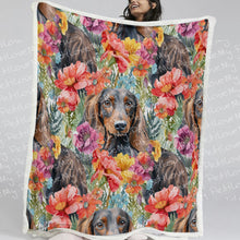Load image into Gallery viewer, Floral Fantasy Chocolate-Tan Dachshunds Soft Warm Fleece Blanket-Blanket-Blankets, Dachshund, Home Decor-12
