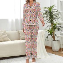 Load image into Gallery viewer, Floral Fantasy Corgis Pajama Set for Women-Pajamas-Apparel, Corgi, Pajamas-3