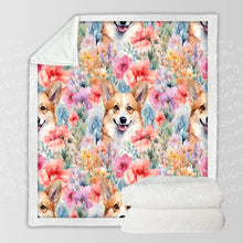 Load image into Gallery viewer, Floral Fantasy Corgis Soft Warm Fleece Blanket-Blanket-Blankets, Corgi, Home Decor-10