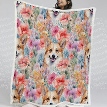 Load image into Gallery viewer, Floral Fantasy Corgis Soft Warm Fleece Blanket-Blanket-Blankets, Corgi, Home Decor-12