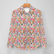 Load image into Gallery viewer, Floral Fantasy Corgis Women&#39;s Shirt-Apparel-Apparel, Corgi, Shirt-3