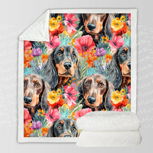 Load image into Gallery viewer, Floral Fantasy Dachshunds Soft Warm Fleece Blanket-Blanket-Blankets, Dachshund, Home Decor-10