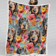 Load image into Gallery viewer, Floral Fantasy Dachshunds Soft Warm Fleece Blanket-Blanket-Blankets, Dachshund, Home Decor-11