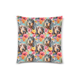 Floral Fantasy Dachshunds Throw Pillow Cover-Cushion Cover-Dachshund, Home Decor, Pillows-One Size-2