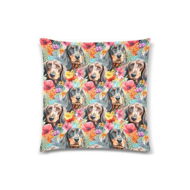 Floral Fantasy Dachshunds Throw Pillow Cover-Cushion Cover-Dachshund, Home Decor, Pillows-One Size-1